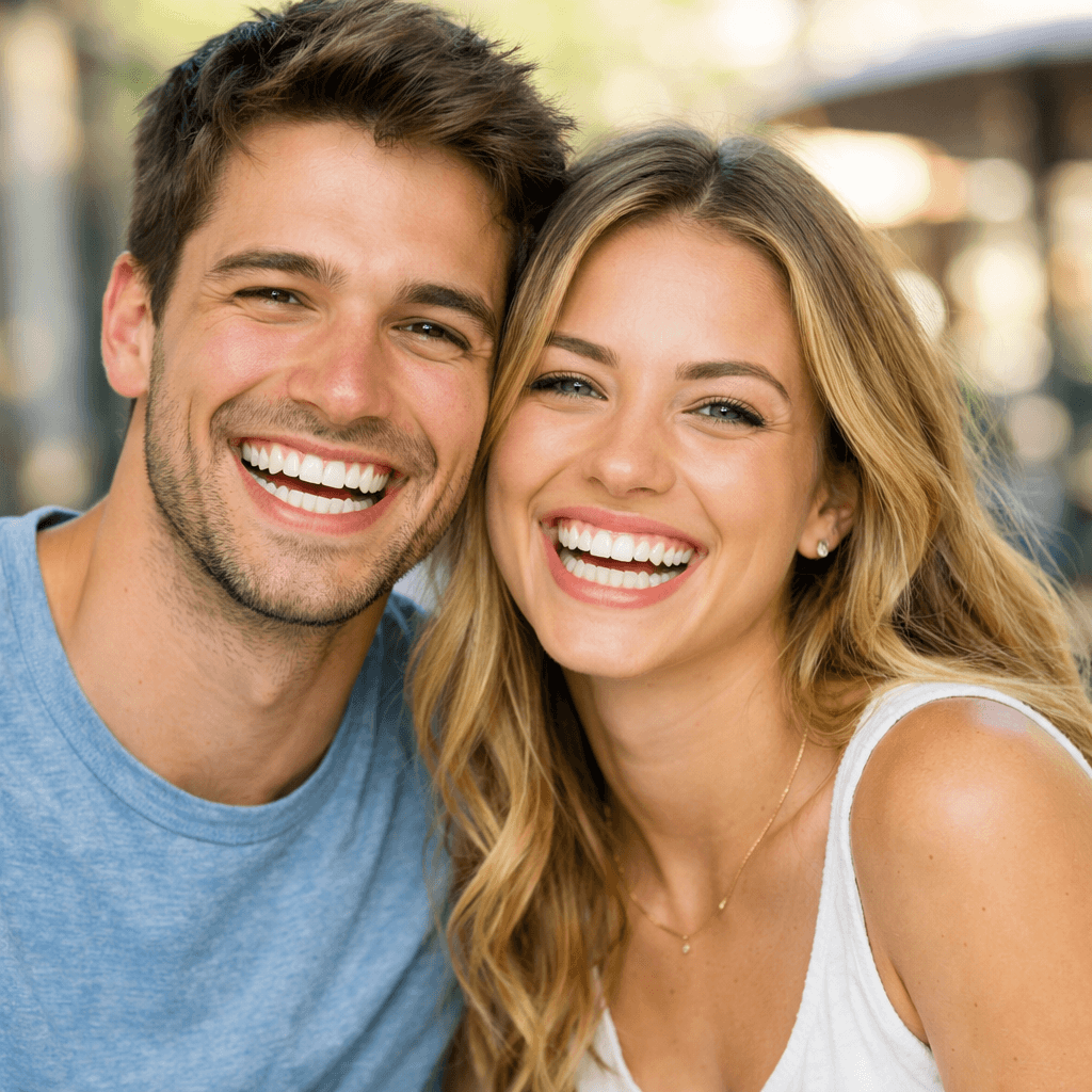 Glückliches Paar mit strahlendem Lächeln